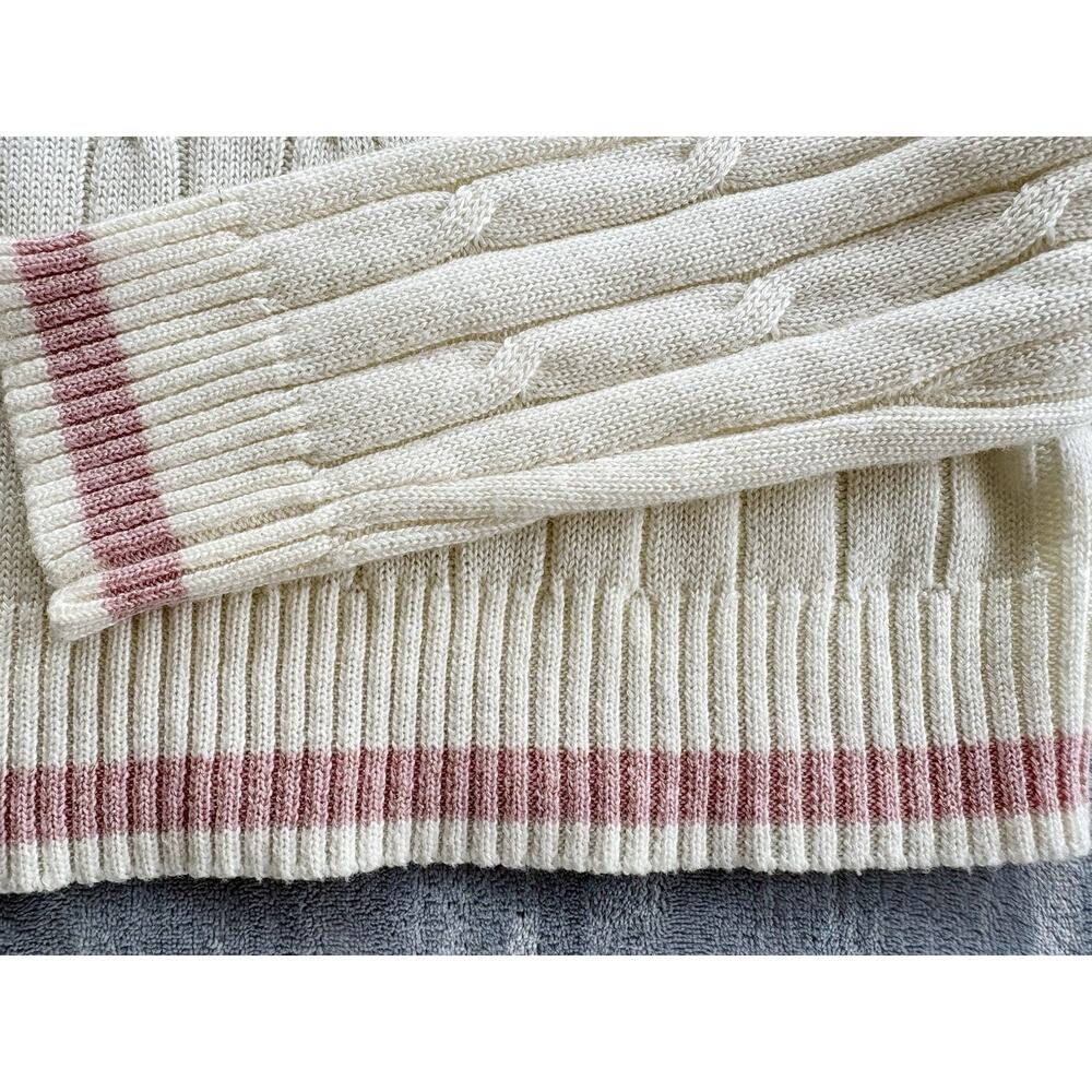 Alredine Sweater Womens XL Ivory Cream Pink Preppy Cable Knit Acedemia Pullover - Picture 3 of 5